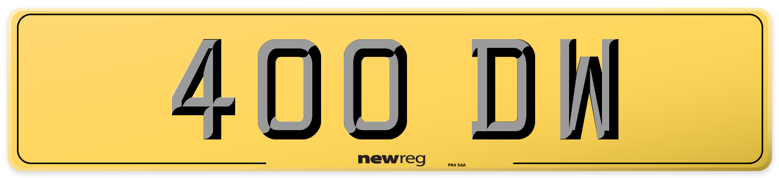400 DW Rear Number Plate