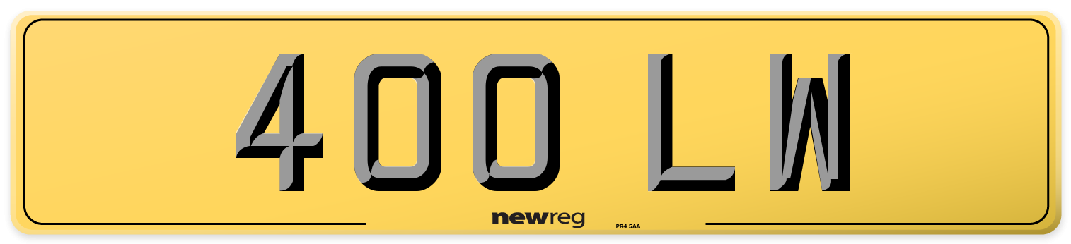 400 LW Rear Number Plate