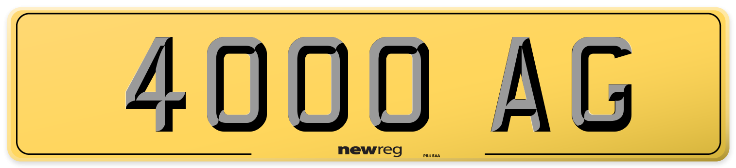 4000 AG Rear Number Plate