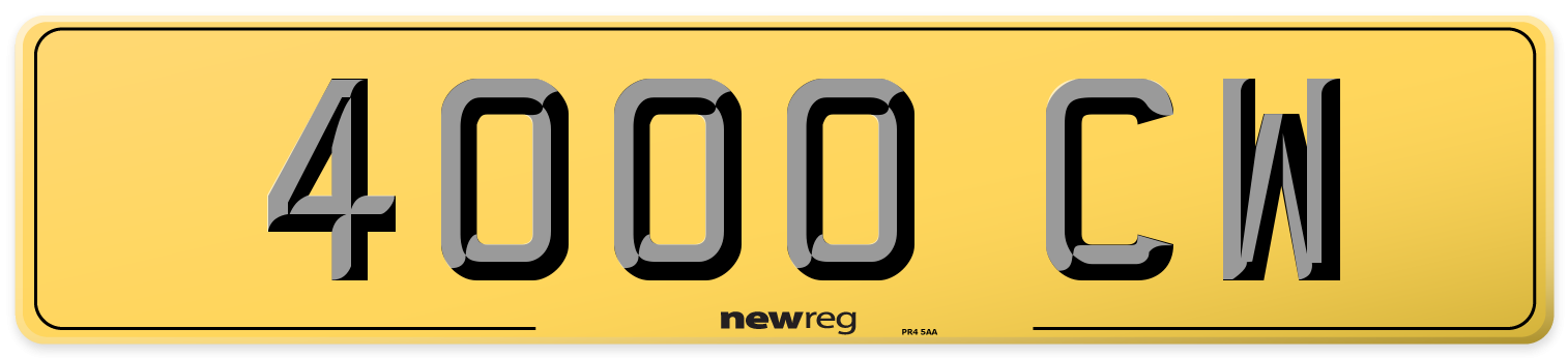4000 CW Rear Number Plate