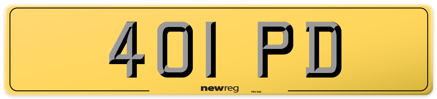 401 PD Rear Number Plate