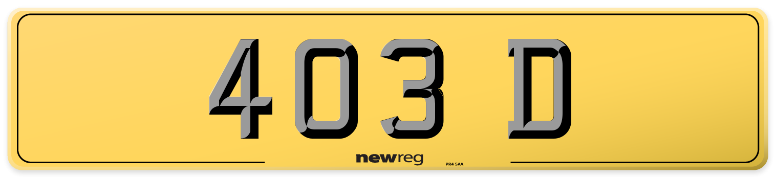 403 D Rear Number Plate