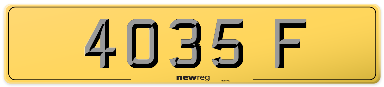 4035 F Rear Number Plate