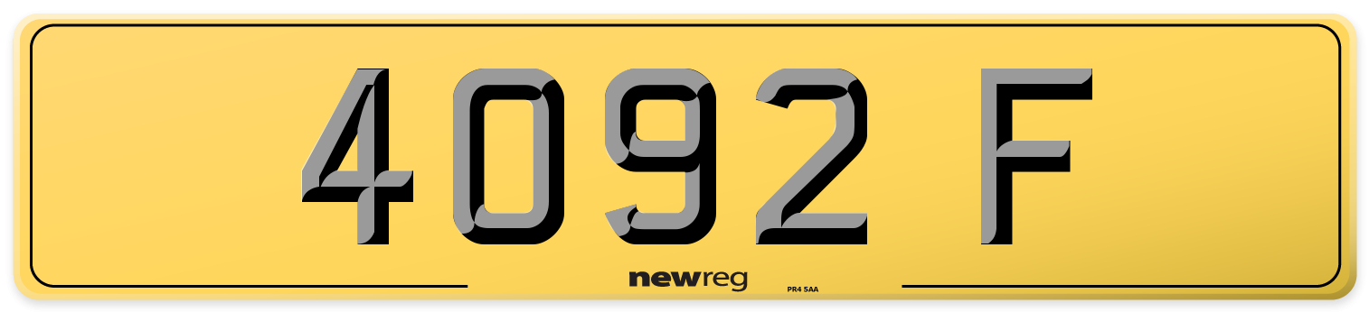 4092 F Rear Number Plate