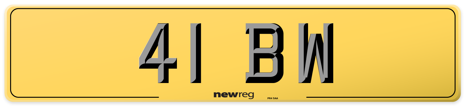 41 BW Rear Number Plate