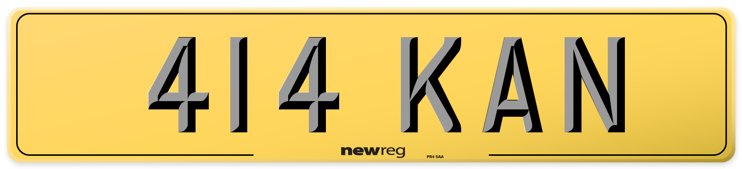 414 KAN Rear Number Plate
