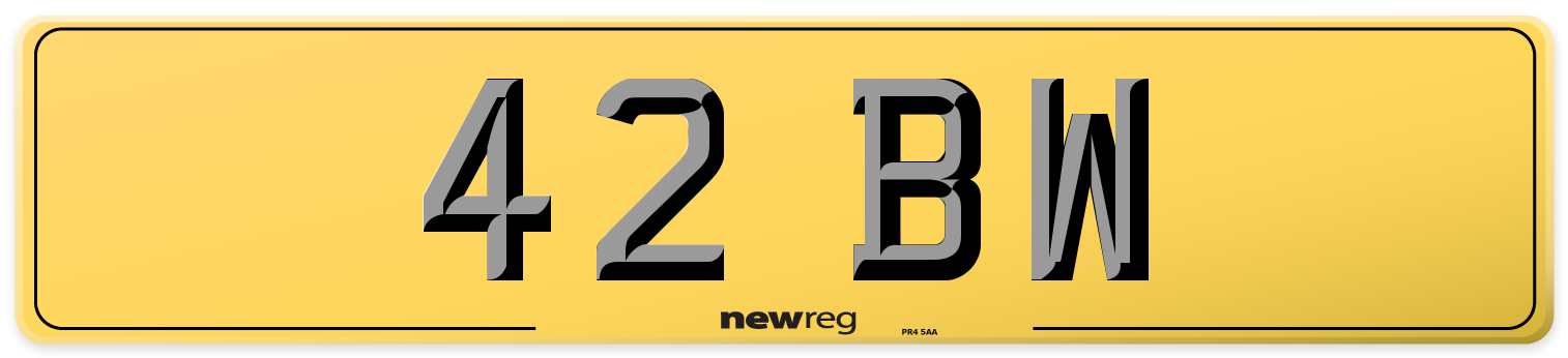 42 BW Rear Number Plate