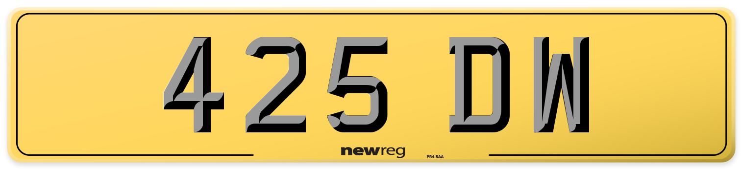 425 DW Rear Number Plate