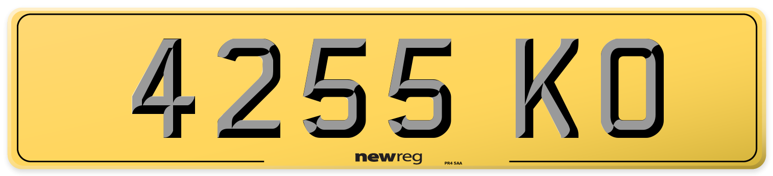 4255 KO Rear Number Plate