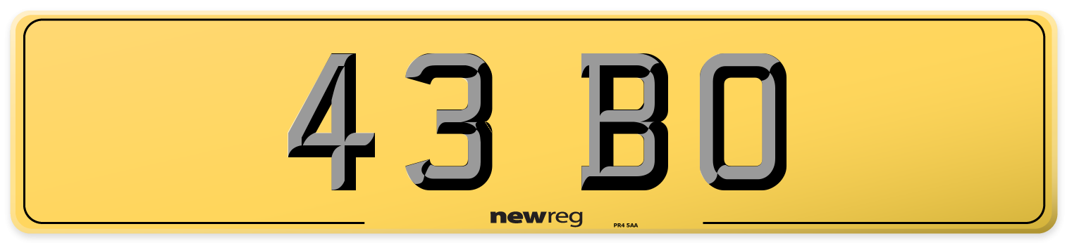 43 BO Rear Number Plate