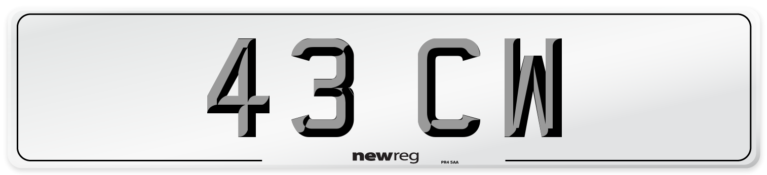 43 CW Front Number Plate