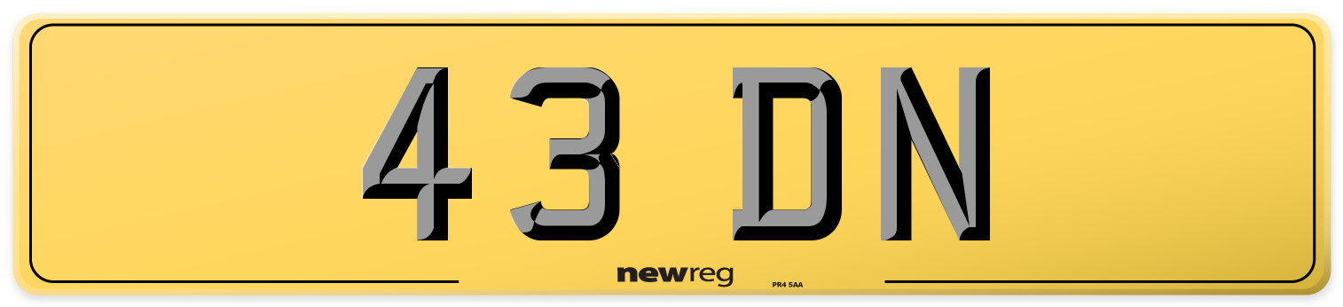 43 DN Rear Number Plate