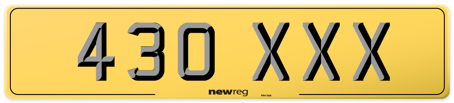 430 XXX Rear Number Plate