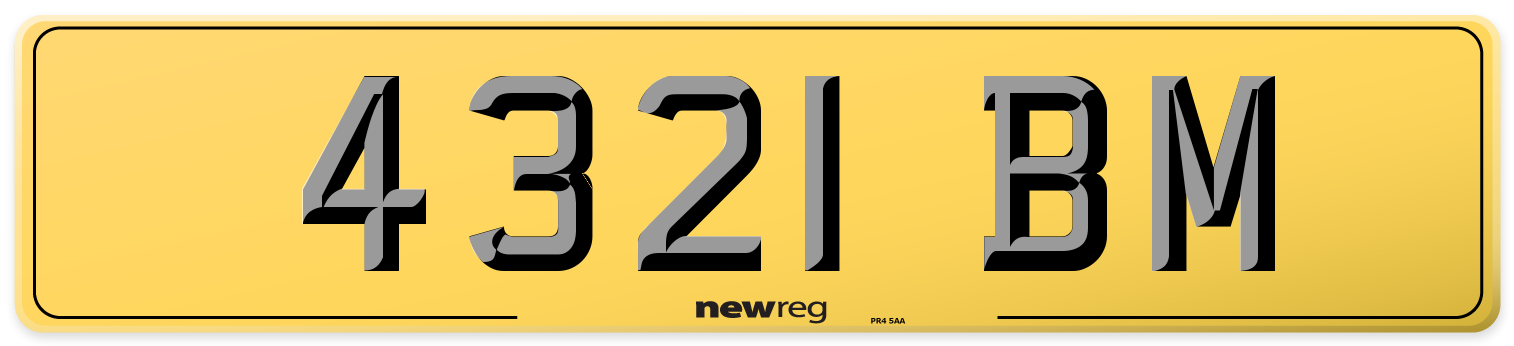 4321 BM Rear Number Plate