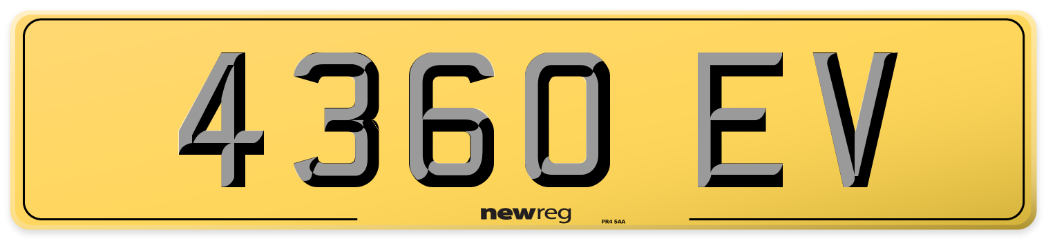 4360 EV Rear Number Plate