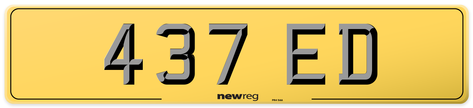 437 ED Rear Number Plate