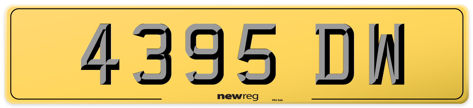 4395 DW Rear Number Plate