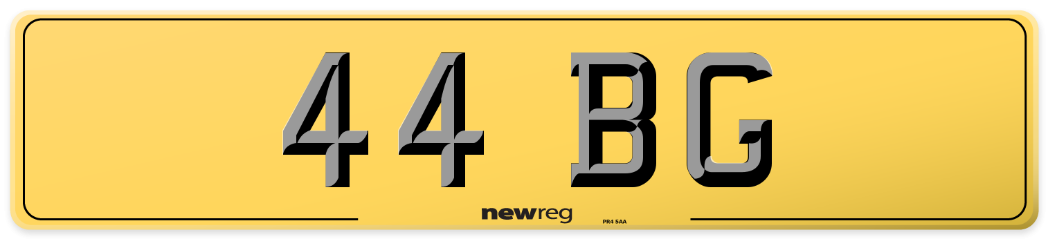 44 BG Rear Number Plate