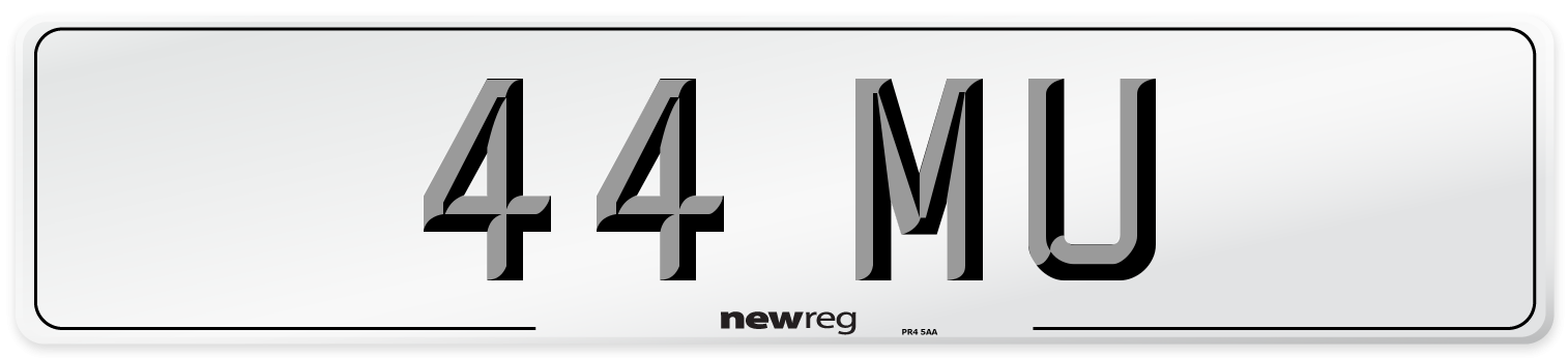 44 MU Front Number Plate