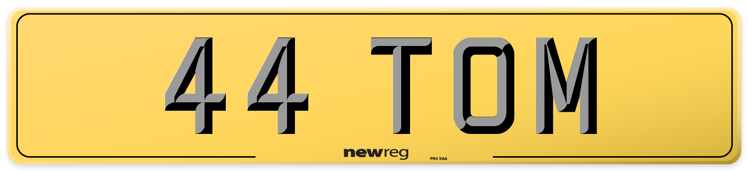 44 TOM Rear Number Plate