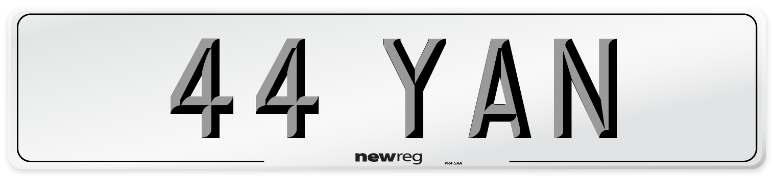 44 YAN Front Number Plate