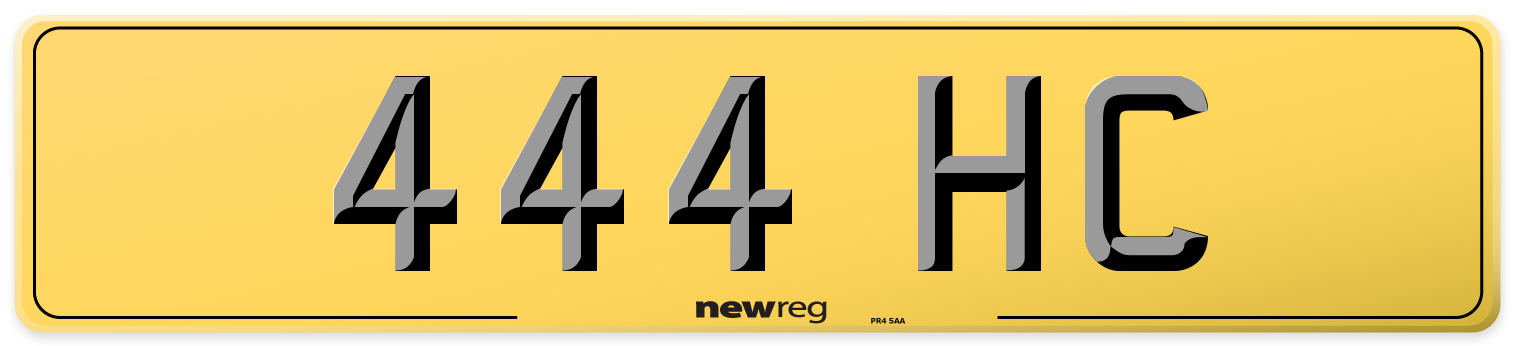 444 HC Rear Number Plate