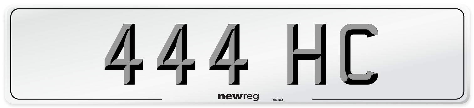 444 HC Front Number Plate
