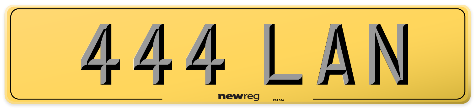 444 LAN Rear Number Plate