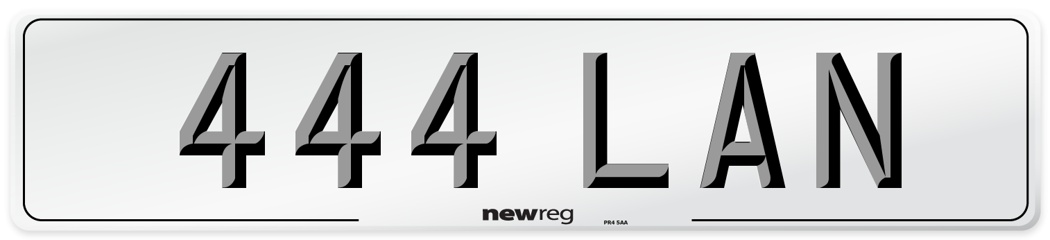 444 LAN Front Number Plate
