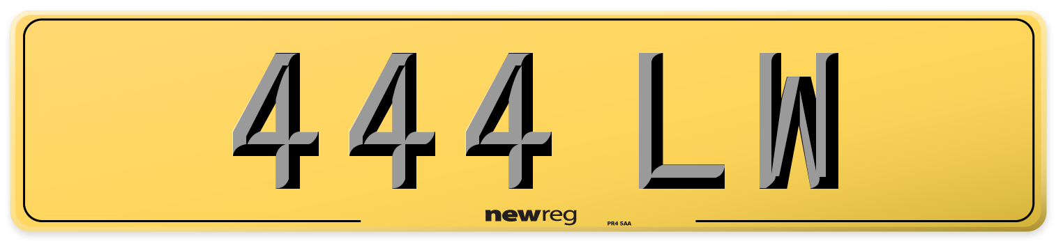 444 LW Rear Number Plate