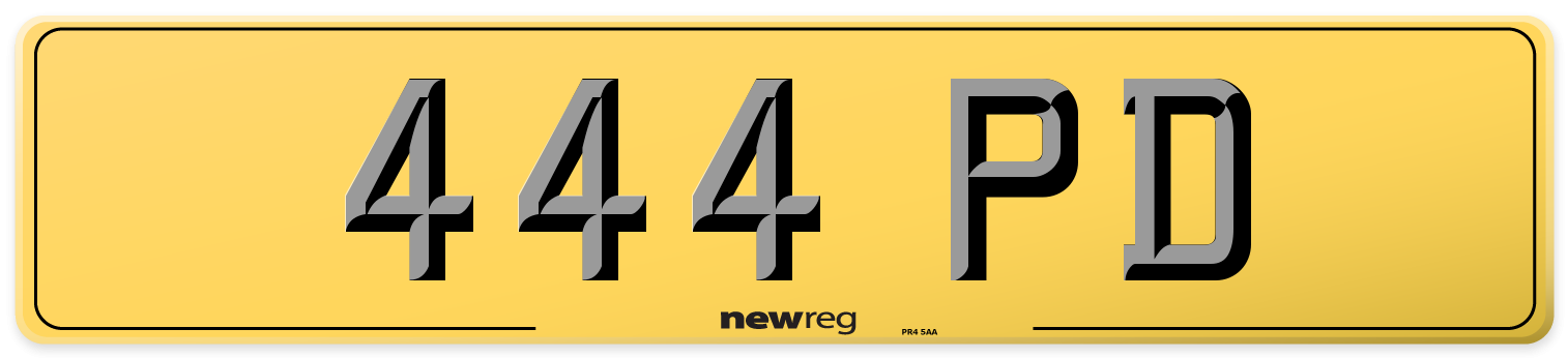 444 PD Rear Number Plate