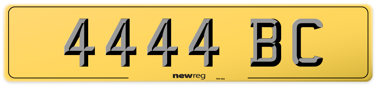 4444 BC Rear Number Plate