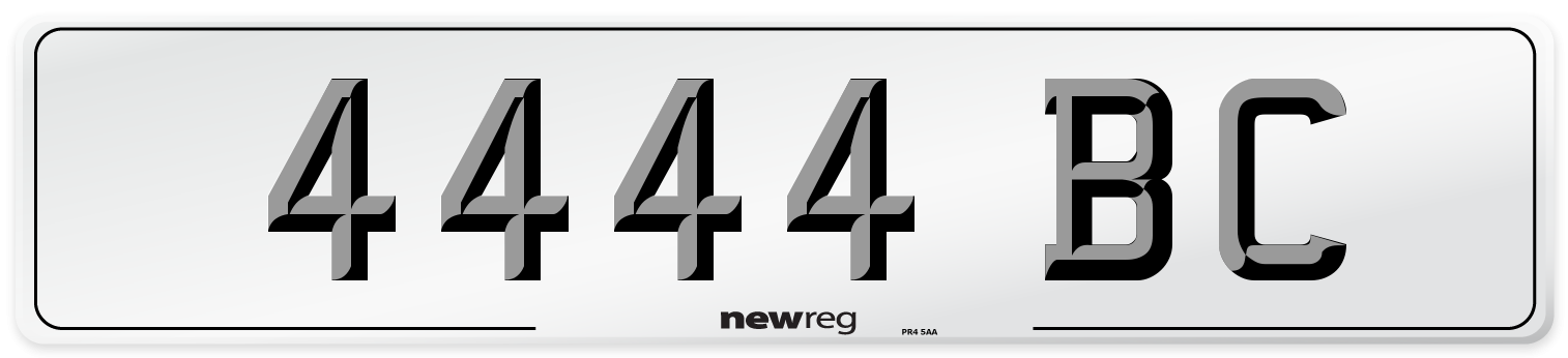 4444 BC Front Number Plate