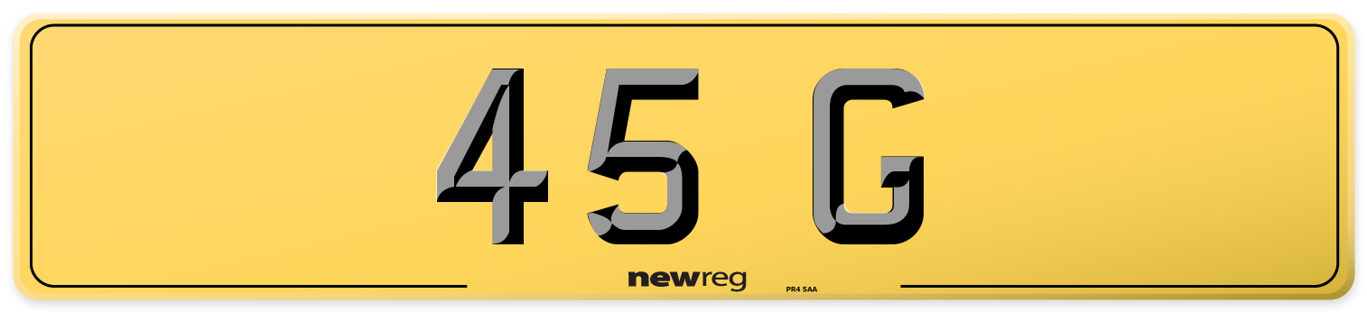 45 G Rear Number Plate