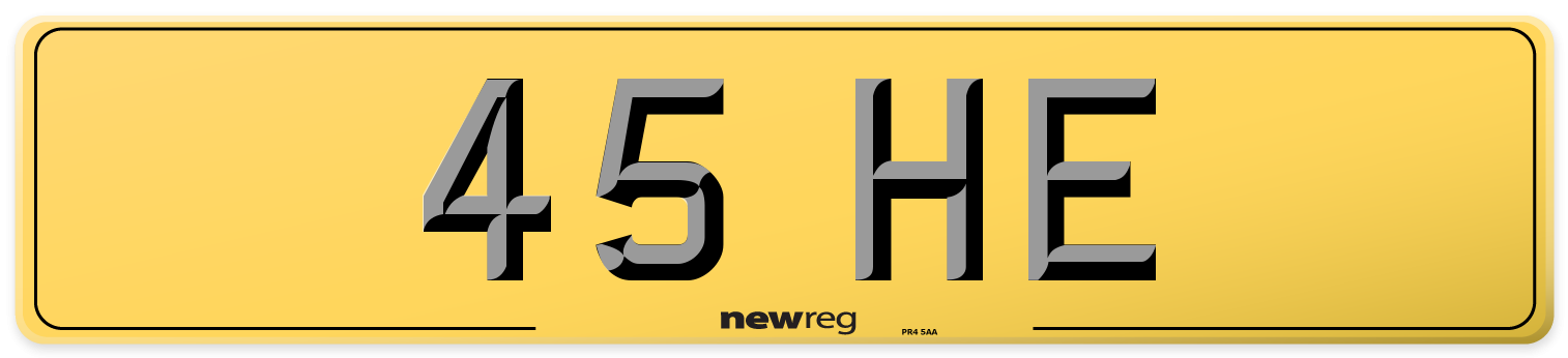 45 HE Rear Number Plate