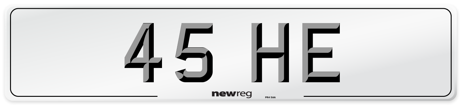 45 HE Front Number Plate