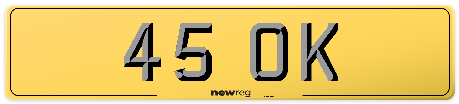 45 OK Rear Number Plate