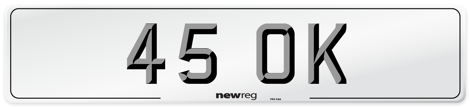 45 OK Front Number Plate