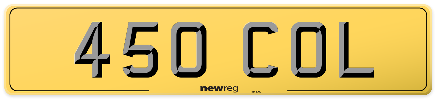 450 COL Rear Number Plate
