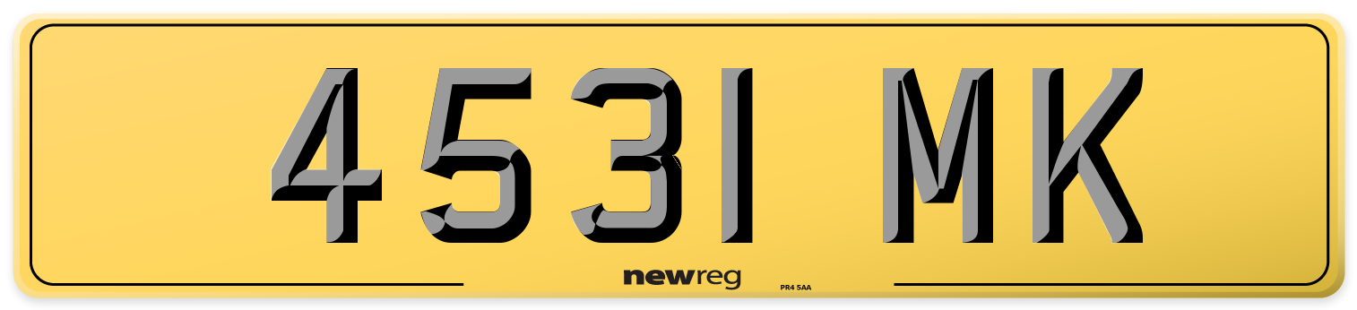 4531 MK Rear Number Plate