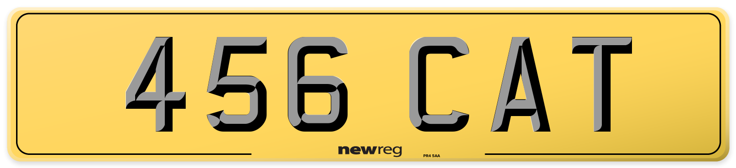456 CAT Rear Number Plate