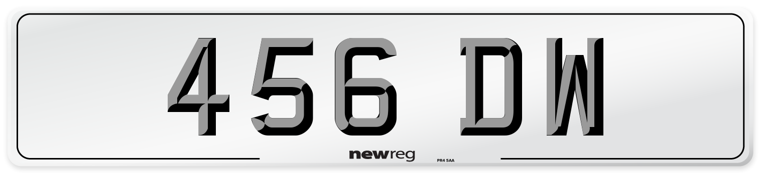 456 DW Front Number Plate