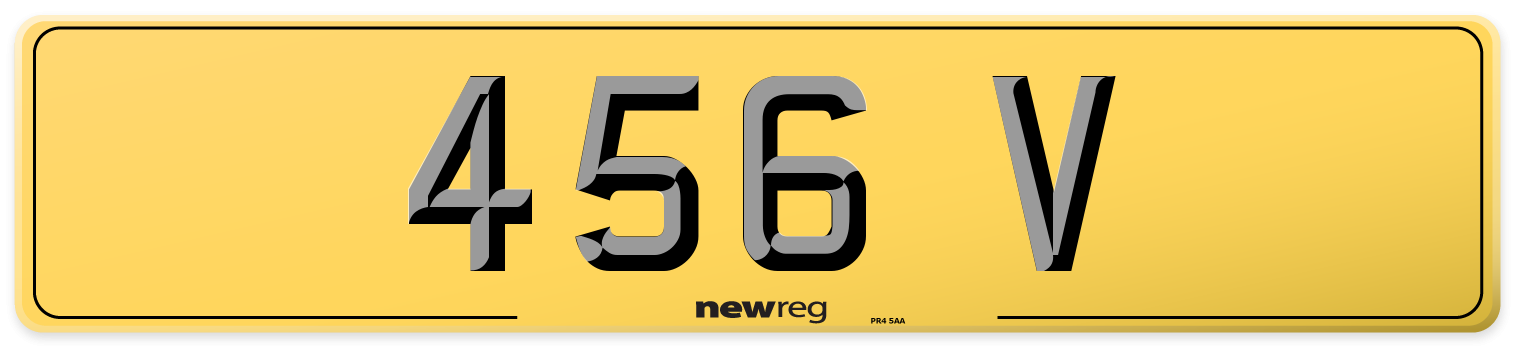 456 V Rear Number Plate