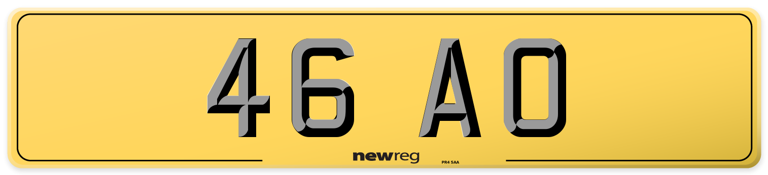 46 AO Rear Number Plate