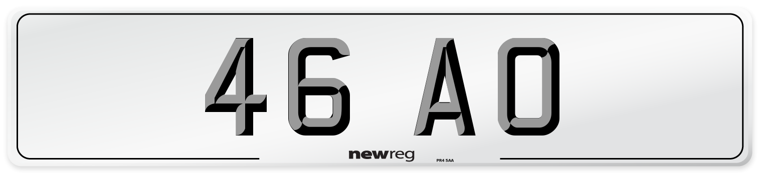 46 AO Front Number Plate