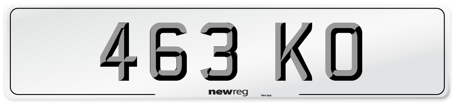 463 KO Front Number Plate