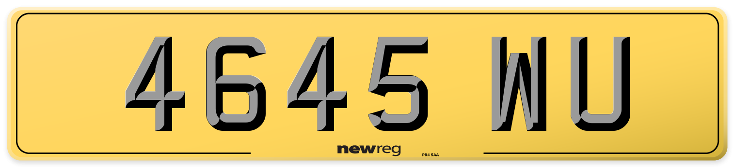 4645 WU Rear Number Plate