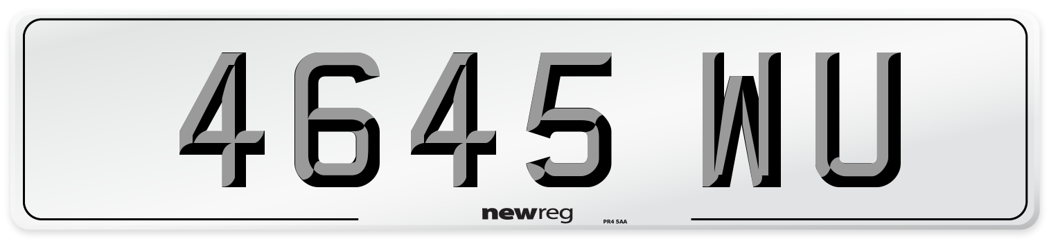 4645 WU Front Number Plate