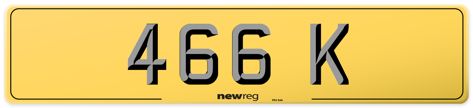 466 K Rear Number Plate
