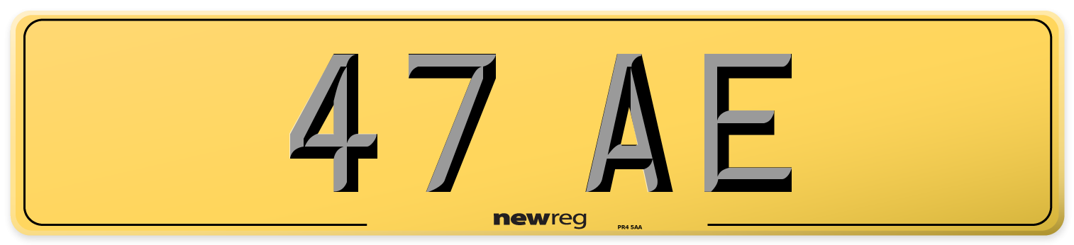 47 AE Rear Number Plate